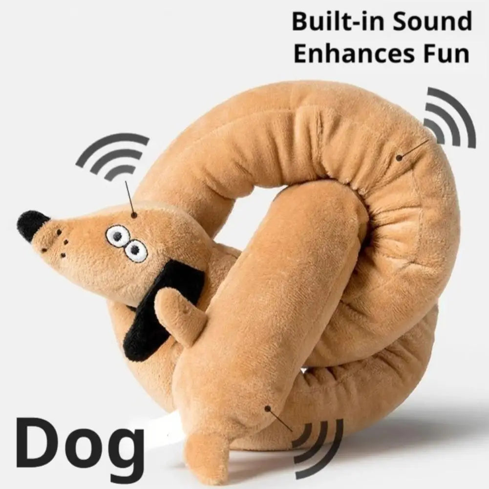 Extra Long Dachshund Stuffed Animal Toy Soft Bendable Body with Sound Function, Ideal as a Warm-Up Doll for Cats in Winter Month Quake