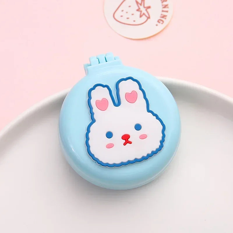 New Strawberry Folding Air Bag Combs with Mirrors Compact Pocket Size Travel Hair Brush Cosmetic Mirrors Head Massager Relaxing Quake blue rabbit