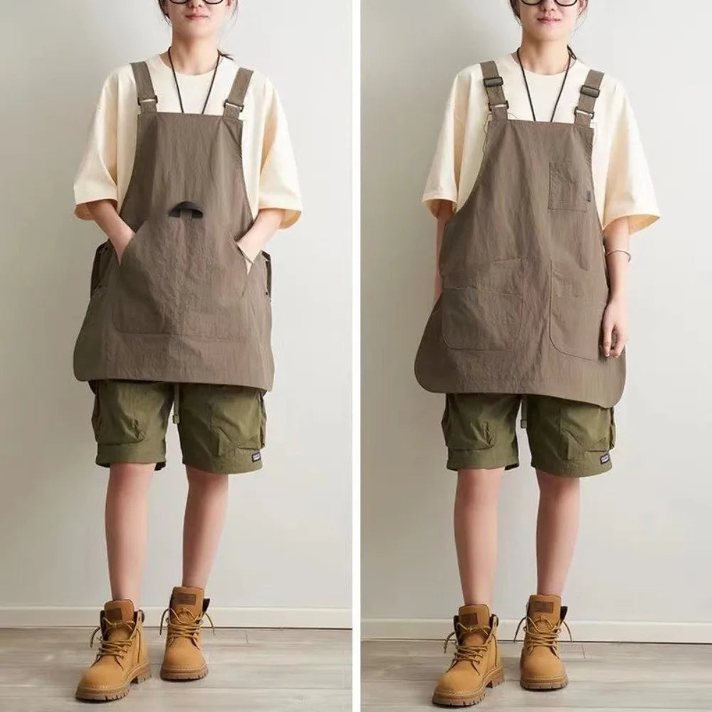 New Double-Sided Kitchen Apron Waterproof Pure Color Waist Apron Adjustable Multi-scene Workwear Apron Household Kitchen Quake
