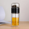 Tea Separation Tea Cup Men's High-end Personal Use Double-layer Glass Heat-resistant and Explosion-proof Water Cup Quake 350ml black