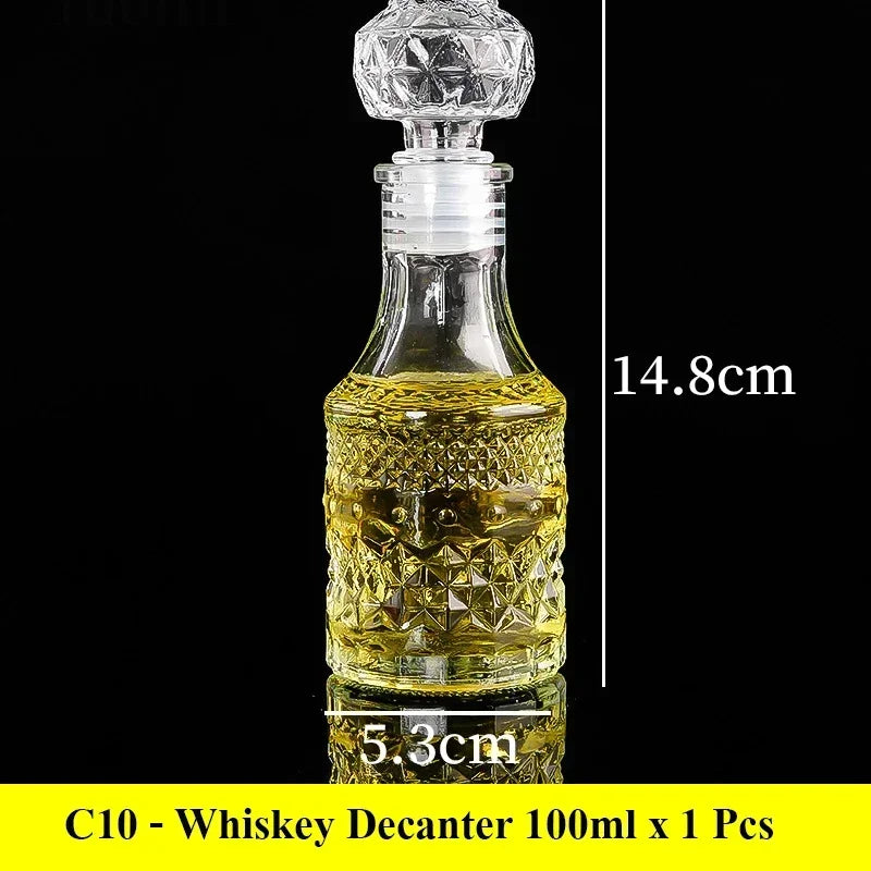 European Whiskey Transparent Glass Carved Small Bottle 50ml/100ml Mini Western Wine Bottle Sealed Red Wine Bottle Quake 100ml 3