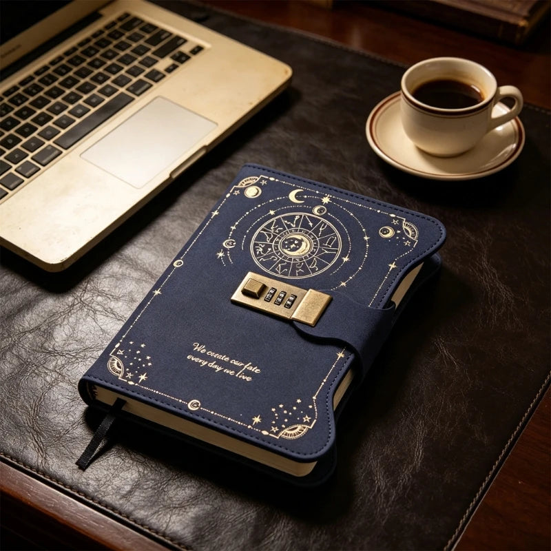 Retro PU Leather Diary with Combination Lock 360 Pages Travel Journal Hardcover Notebook For Daily Writing Note Taking K1KF Quake