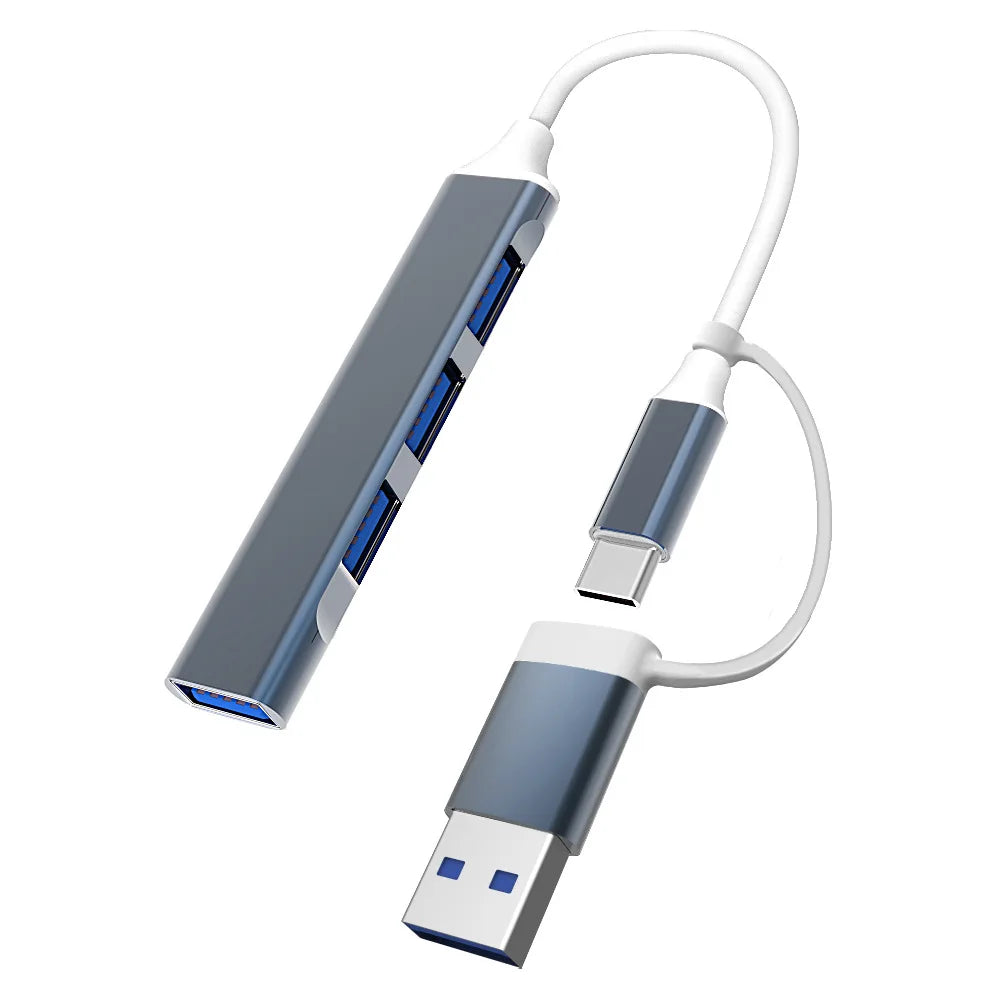 USB Type C HUB Dock 3.0 USB 3.0 2.0 Hub 4 Ports Multi Splitter Adapter OTG For PC Lenovo HUAWEI Xiaomi Macbook Aluminum Alloy Quake usb gray