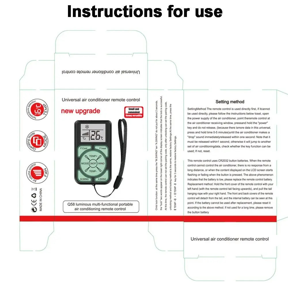 Universal A/C Remote Control Mini With Fluorescent Buttons Air Conditioner Remote Control Remote Control Panel Quake