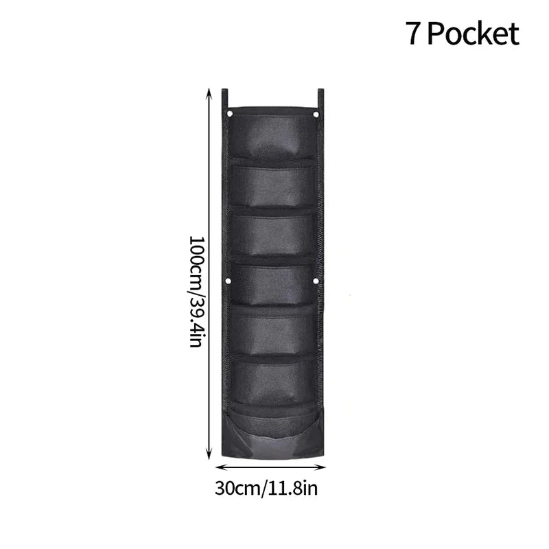 Vertical Felt Bag Planting Bag Greening Plant Wall Cultivation Bag Seedling Bag Plant Wall Hanging Bag Quake 1pc 7Pocket 100x30CM