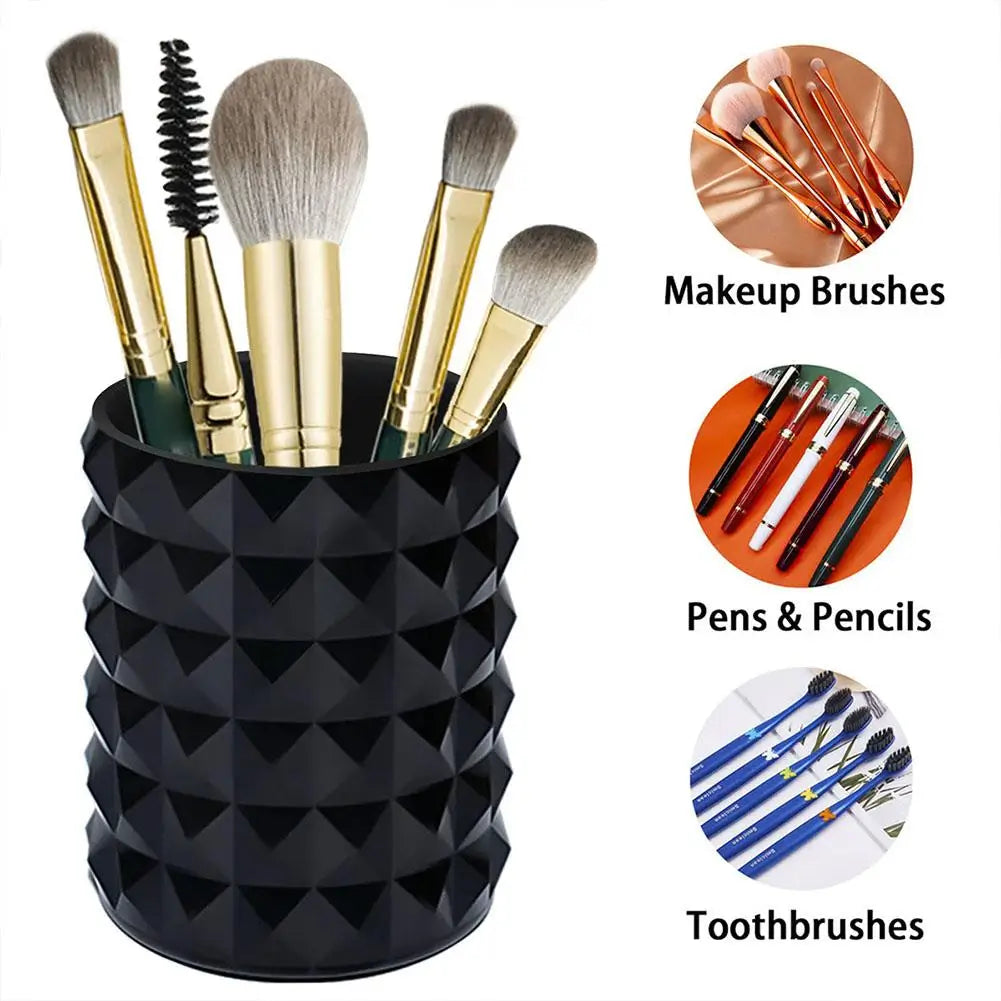Makeup Brush Holder Organizer, Crystal Cosmetic Makeup Brushes Storage Holder, Vintage Make Up Brush Cup for Vanity, Pen Pencil Quake
