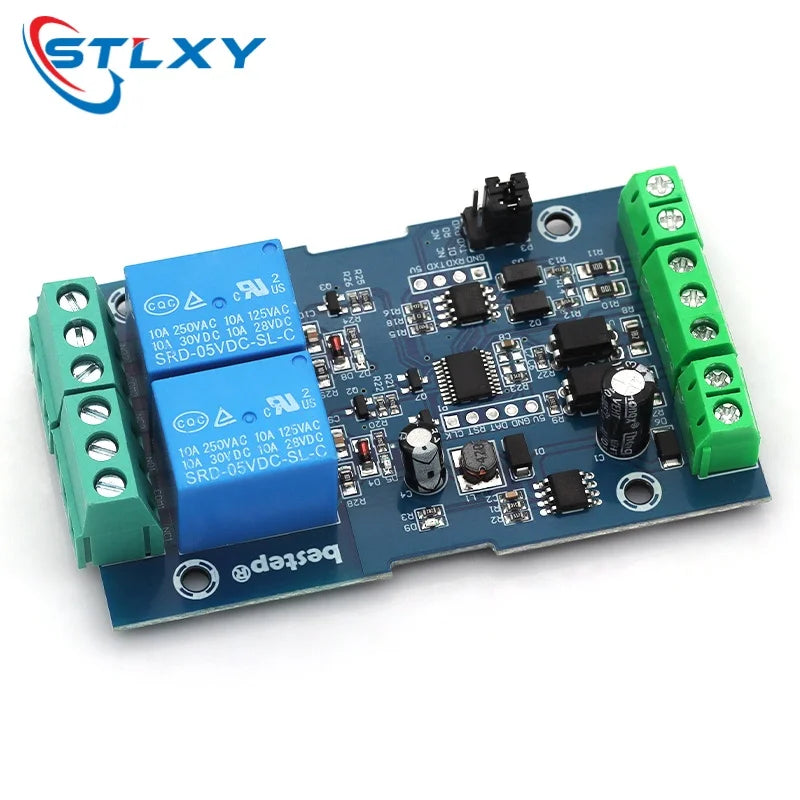 Stlxy Relay Module Switch 1/2/4 Channel Modbus RTU RS485/TTL Communication 7-24V with Anti-reverse Protection for Electronics Quake