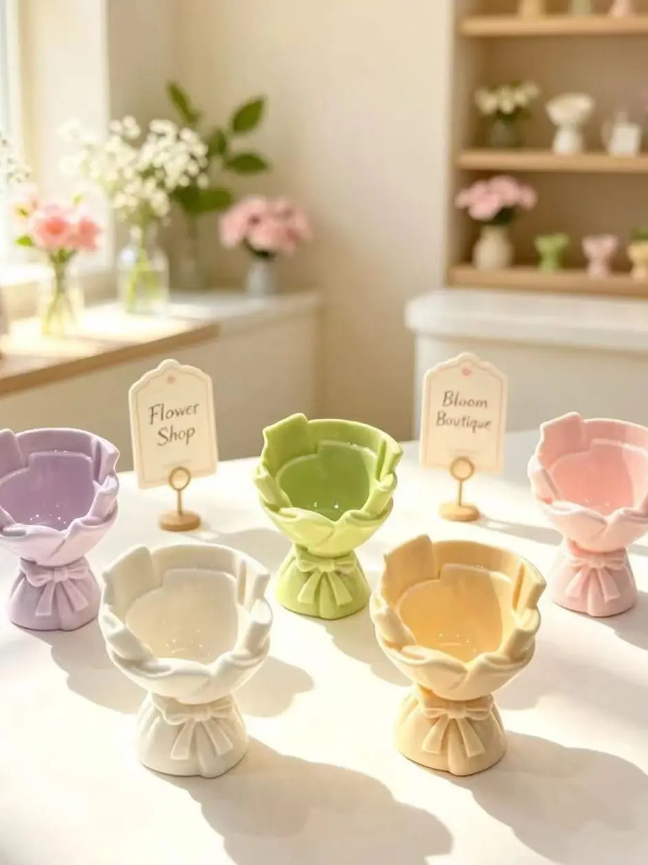 10Pcs Cute Colorful Bouquet Miniature Home Decor Resin Mini Dollhouse For Fairy Garden DIY Desktop Oranment Play Children’s Toy Quake