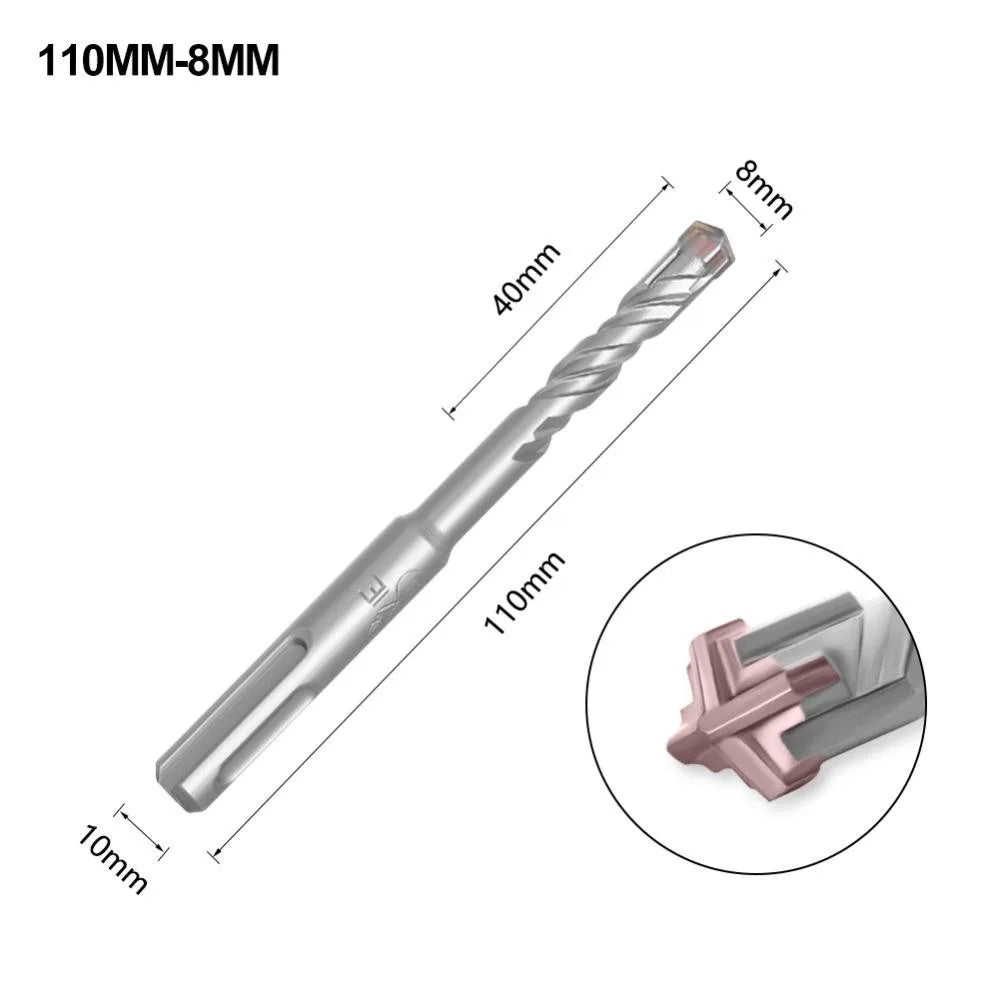 1Pcs 5/6/7/8/10/12mm Concrete SDS Plus Drill Bit 110mm 160mm 4 Cutters Electric Hammer Drill Bit Round Shank Cross Tips Quake 8x110mm