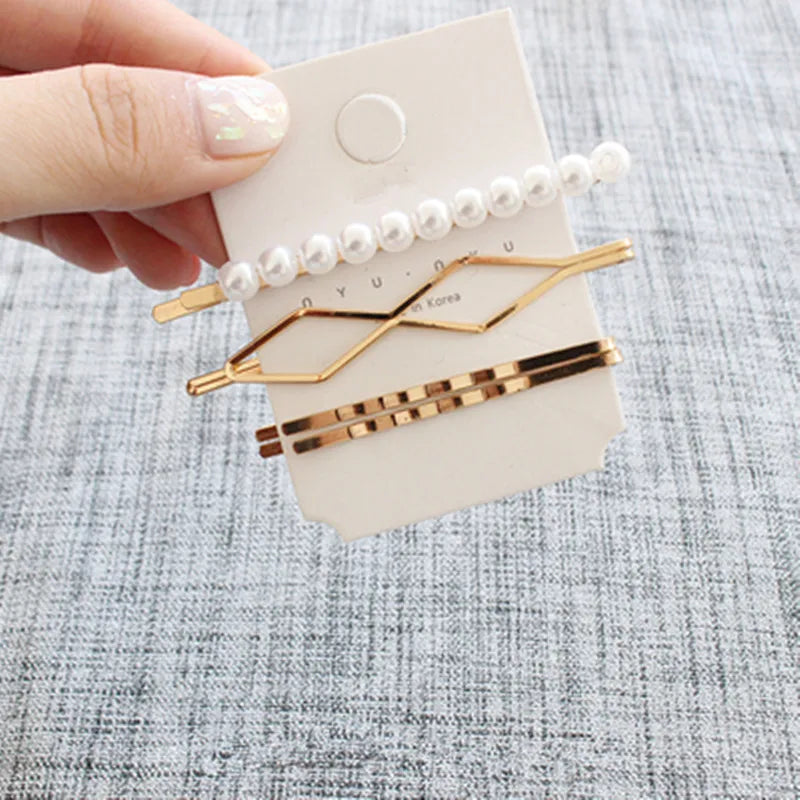 1/2/3/4Pcs/Set Women Pearl Metal Hair Clips Barrette Hairpin Hair Styling Accessories Tools Headdress New Arrival INS Hot Sale Quake NO.3