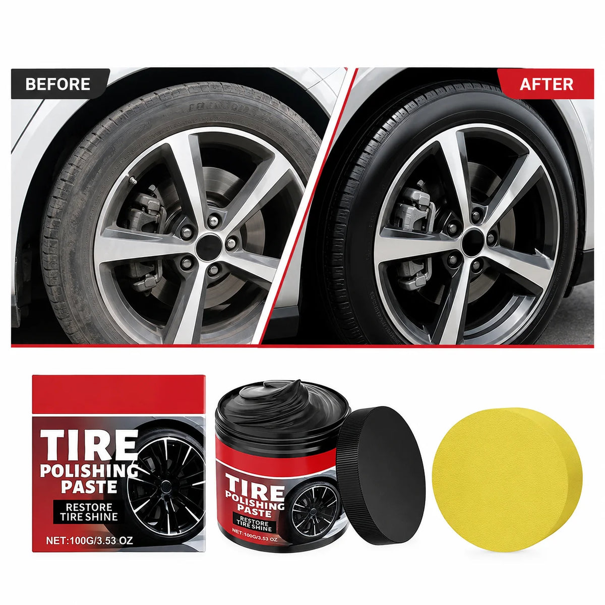 Car Tire Refurbishing Paste Tire Shine Polish Cream Long Lasting Protection Anti Aging Care for Rubber Wheel Maintenance Quake