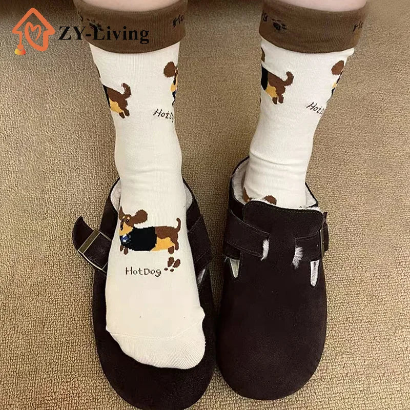 1Pair Funny Dachshund Animal Cotton Socks Sausage Dog Cartoon Print Socks Cute Couple Sock Quake