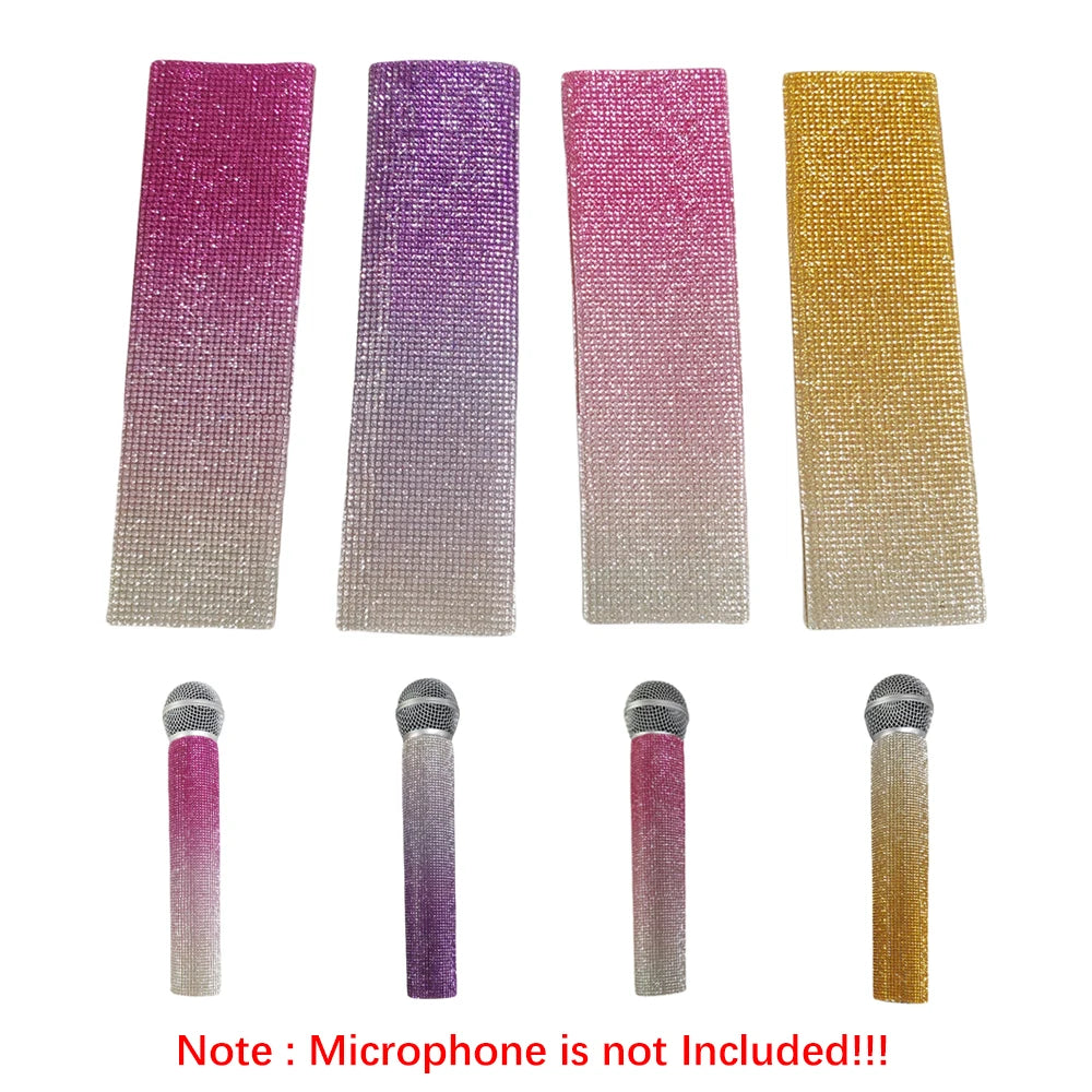 New Rhinestones Microphone Cover,Rhinestones Mic Handle Sleeve, Wireless Microphone Decorative Sleeve for Stage,Party,Wedding Quake