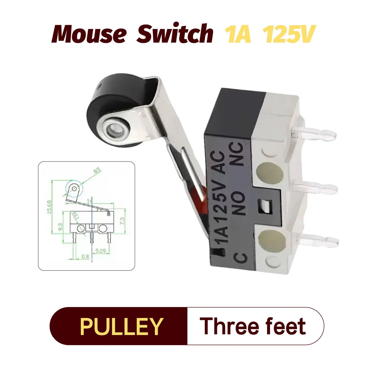20/100/1000Pcs Micro Limit Switch Momentary Push Button Switch 1A 125V 3Pins SPDT Mouse Switch Quake PULLEY 1000PCS