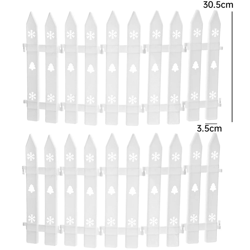 10/5PCS Plastic Fence White Courtyard Fence Christmas Tree Ornaments Indoor Garden Fence Christmas Home DIY Decoration Supplies Quake 10Pcs(1 Set)