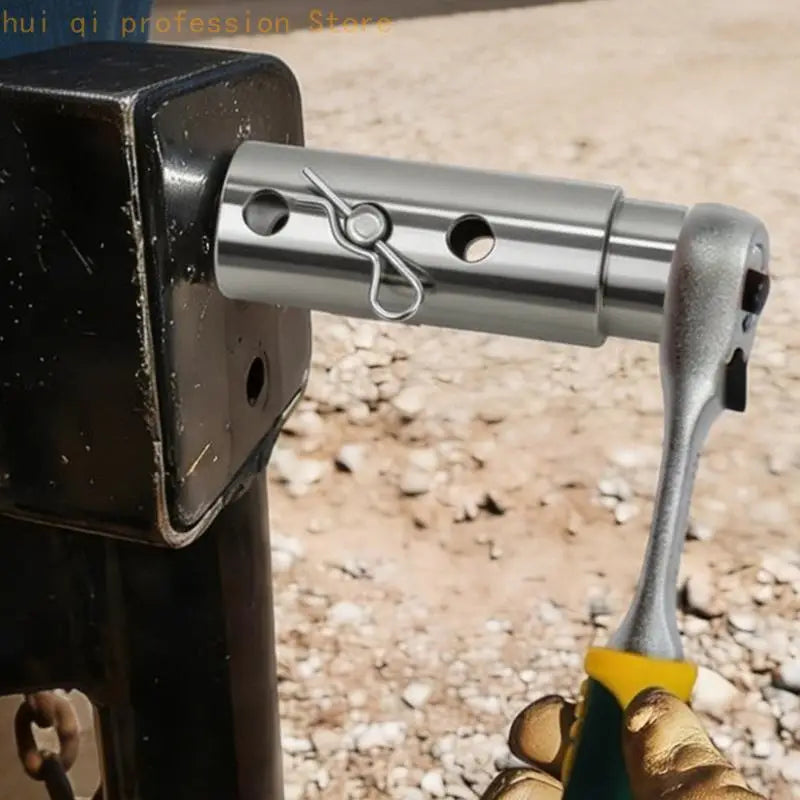 Trailer Raising Drive with Metal Sleeve and Full Fastening Set, 1/2 In Square Drive Format for Drill Use in Parking and Leveling Quake