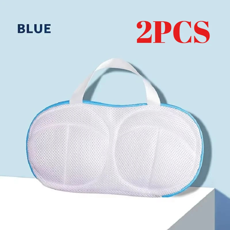 Premium Bra Washing Bag–Mesh Laundry Protector for Machine Wash, Anti-Deformation Design, Polyester Underwear&Sports Bra CareBag Quake M486 Blue 2pcs