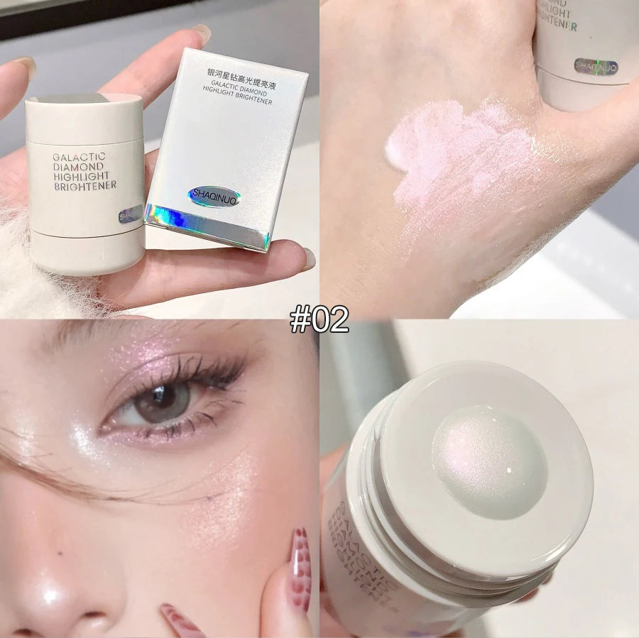 Pearlescent Diamond Liquid Highlighter Contour High Gloss Finish Luminizer Makeup Gel Face Body Brighten Glitter Natural Contour Quake 02
