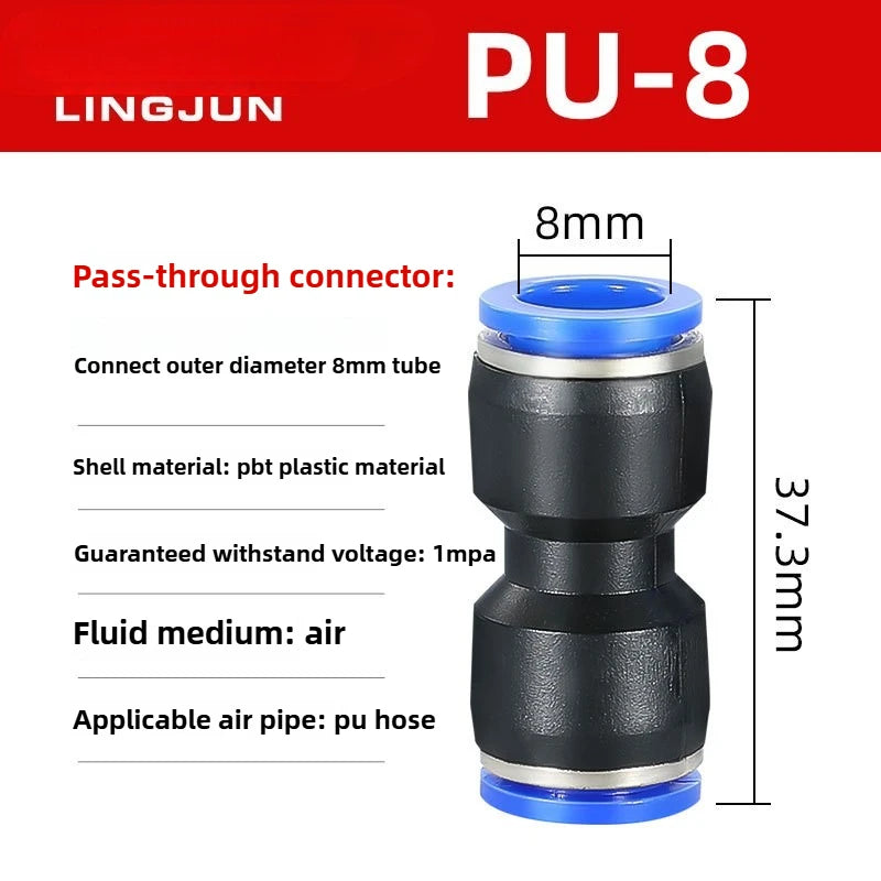 PU 5/10/20 PCS Quick Connect Air Hose Fitting - Universal Plastic Air Plug Connector for PU4/6/8/10/12mm Pipe Quake PU-8 5pcs