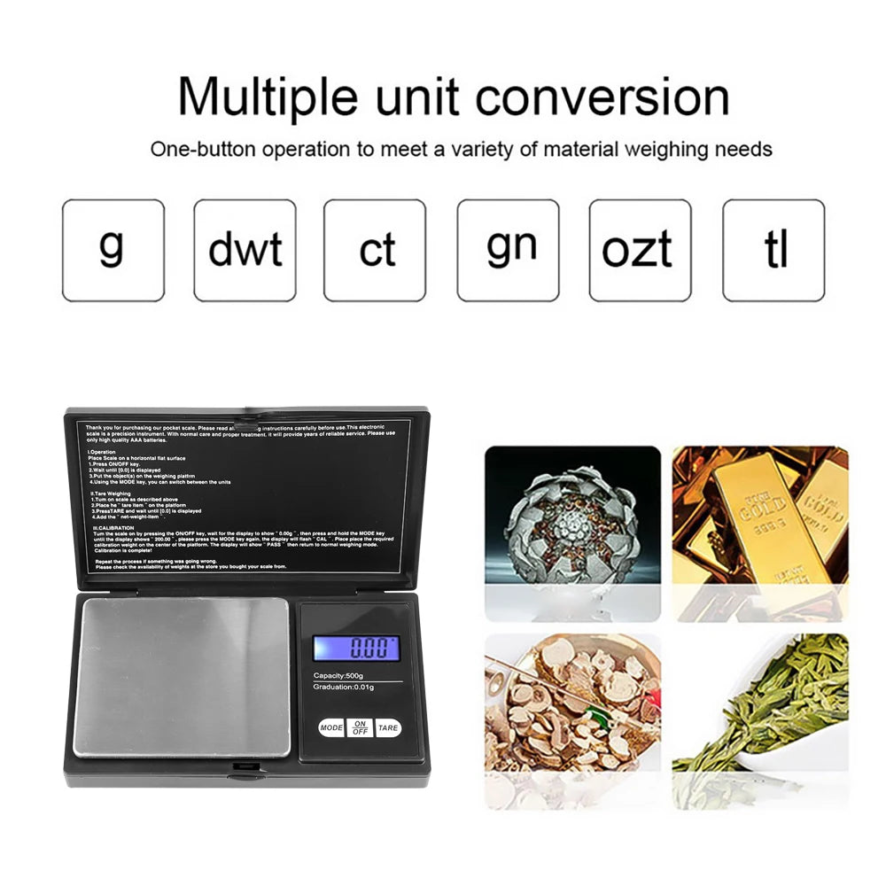 1000g 0.1g/200g 0.01g/500g 0.01g Portable Electronic Scales Jewelry Gold Gram Weight Balance Jewelry Electronic Scales Quake