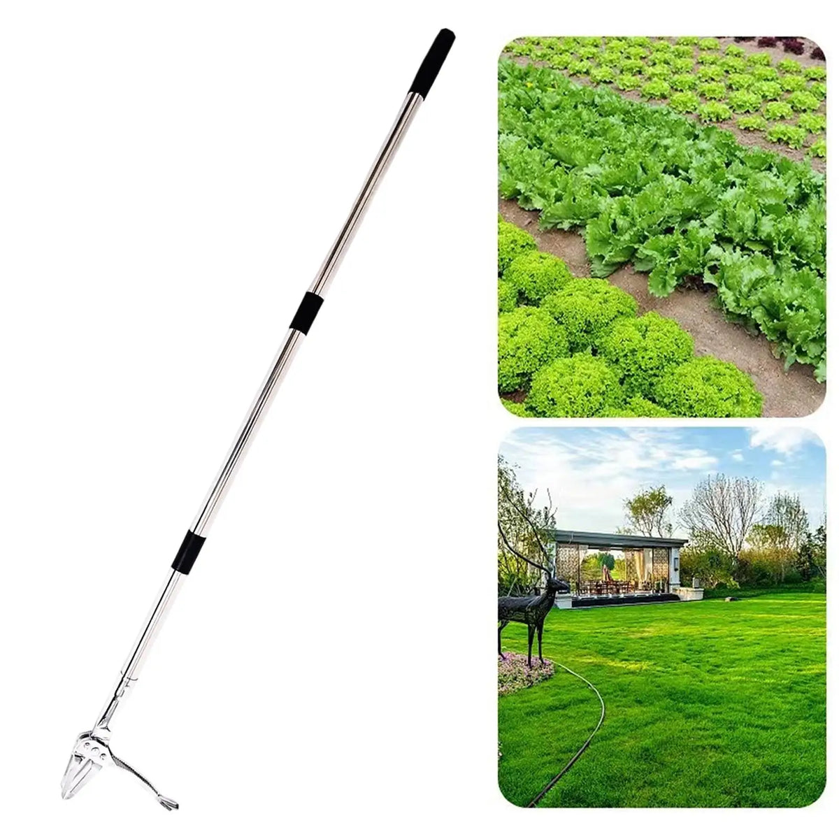Weeder Weed Remover Uprooting Pull Heavy Duty 50.39 inch Length without Bending or Kneeling Weed Puller Tool for Gardening Quake