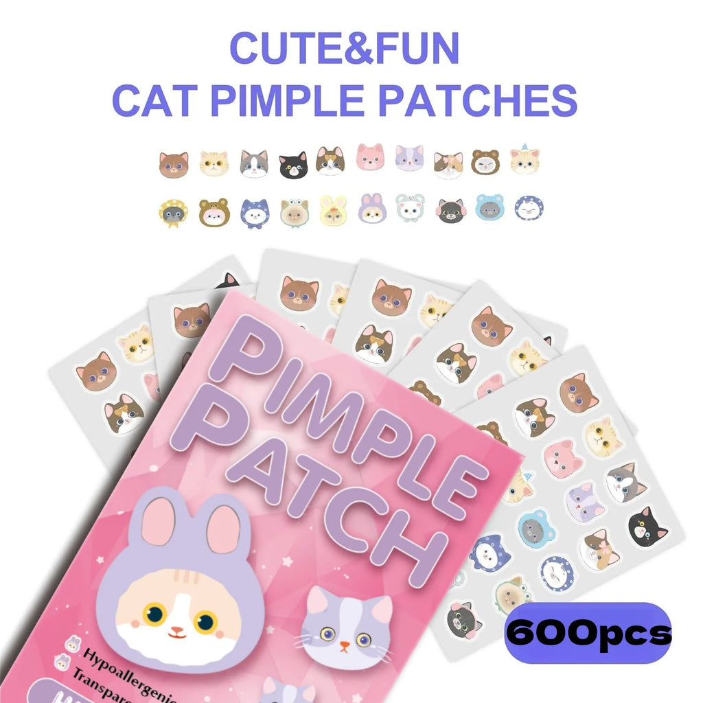 600pcs Cartoon acne patch, cute cat-shaped facial concealer acne patch, safe, non-toxic, Quake