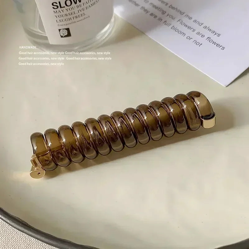 New Spiral High Elastic Rubber Bands for Women Girls Telephone Wire Hair Ties Loop Spiral Coil Hairbands Ponytail Holder Quake tea brown