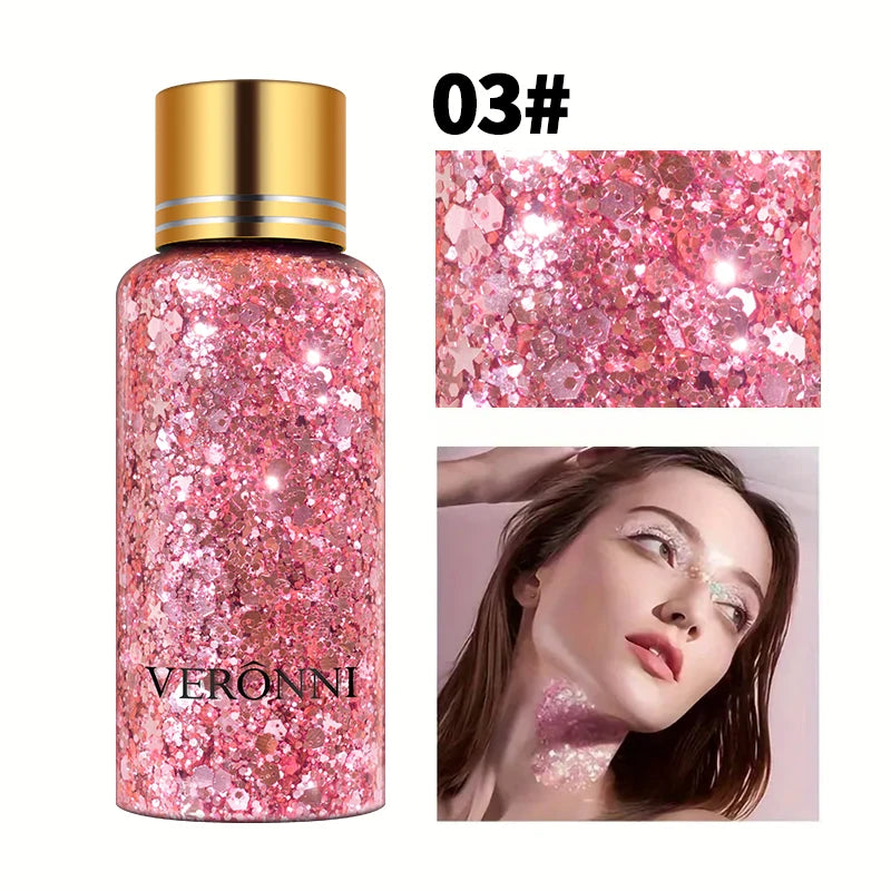 Mermaid Sequin Body Glitter Gel - Long-Lasting Shine for Carnival,Parties, Festival and Stage Performance-Great for Girls Makeup Quake 03