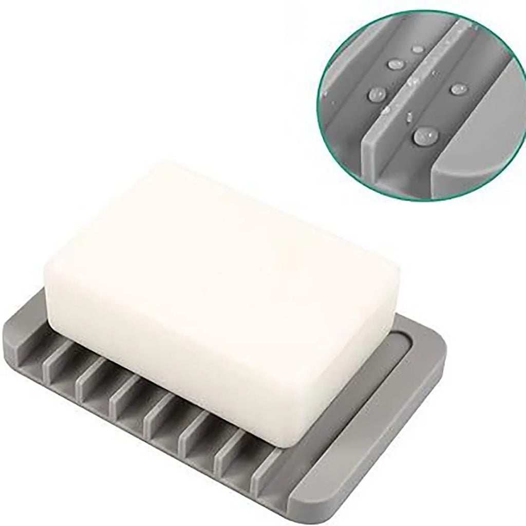 Silicone Soap Dish Storage Holder Soap Box Plate Tray Shower Soap HolderDraining Kitchen Sink SpongeHolder Bathroom Accessorie Quake