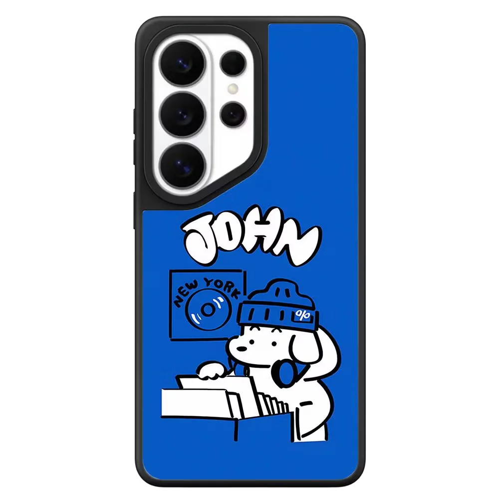 Blue Background New York Dog Mirror Surface Magnetic Phone Cover for Samsung Galaxy S23 S24 S25 S26 Ultra S26+ Plus Case Quake