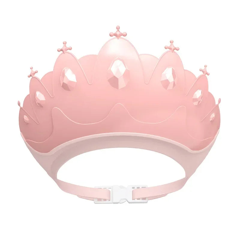 Baby Adjustable Ear Protection Waterproof Size Shampoo Cap Crown Baby Shower Cap Children Cartoon Bath Visor Infant Hair Shield Quake B170 Pink
