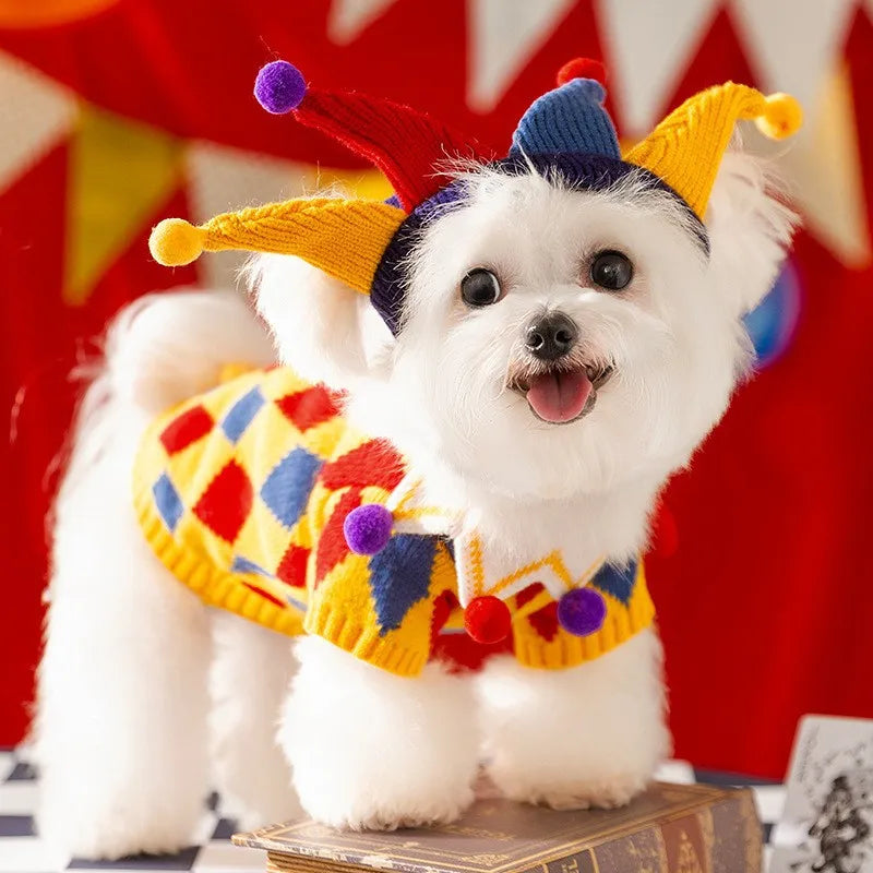Cute Pet Dog Sweater Winter Dog Warm Clothes Puppy Coat Chihuahua Bichon Yorkie Clothing Sweaters and Hat Set Dog Costume Quake yellow and hat XL
