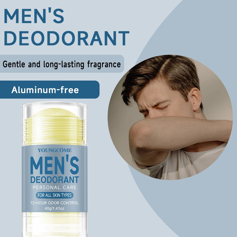 YOUNGCOME Men Deodorant StickRemove Armpit Odor Underarm Refresh Sticks Refresh Anti Sweating Keep Drying Lasting Fragrance Quake