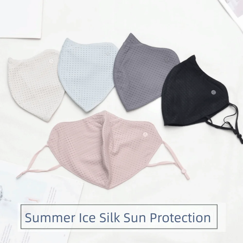 New Breathable Ice Silk Mask Washable Dustproof Anti-sun Mask Anti-UV Mesh Sunscreen Mask Unisex Quake