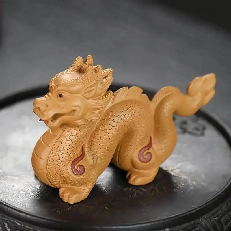 Zisha Tea Pet Dragon Zodiac Figurine Handmade Cultivable Sculpture Tea Play Tea Ceremony Accessories Чаепитие Quake Slug