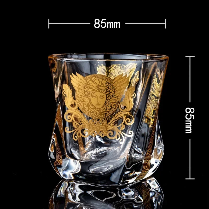 Creative Crystal Whiskey Glass Medusa Gold Portrait Glass Multi functional Beer Glass Bar Utensils Quake CC M