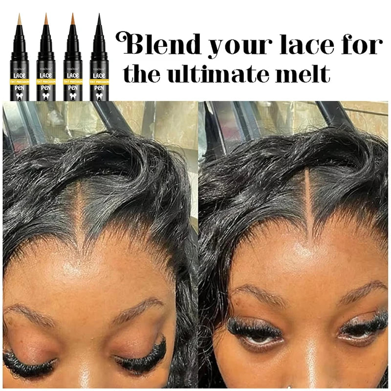 Lace Tint Pen Tinted Lace Precison for Wigs Long-Lasting Easy Apply Natural-Looking High Viscosity Hair Tint for All Hair Types Quake