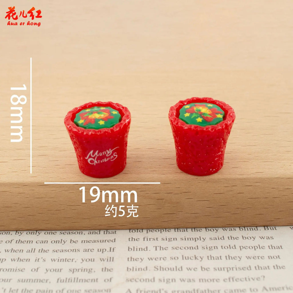 20Pcs Miniature Dollhouse Drinks Simulation Christmas Coffee Cup Model Toys DIY Fake Food For Dollhouse Jewelry Making Accessory Quake red