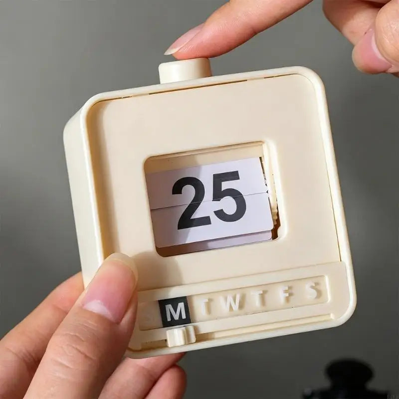 Push-to-Update Permanent Desk Calendar with Date Cards, Manual Weekday Sliders, and Battery-Free Table Top Use K1KF Quake