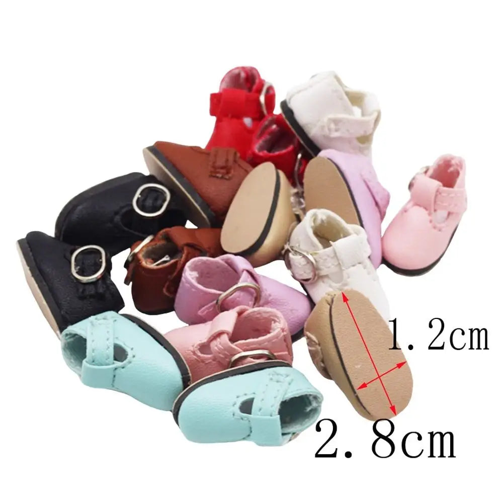 2.8cm * 1.2cm BJD Doll Shoes Mini Size PU Leather Doll Princess Shoes Fashion Design Multicolor Doll Boots 1/8 BJD Quake