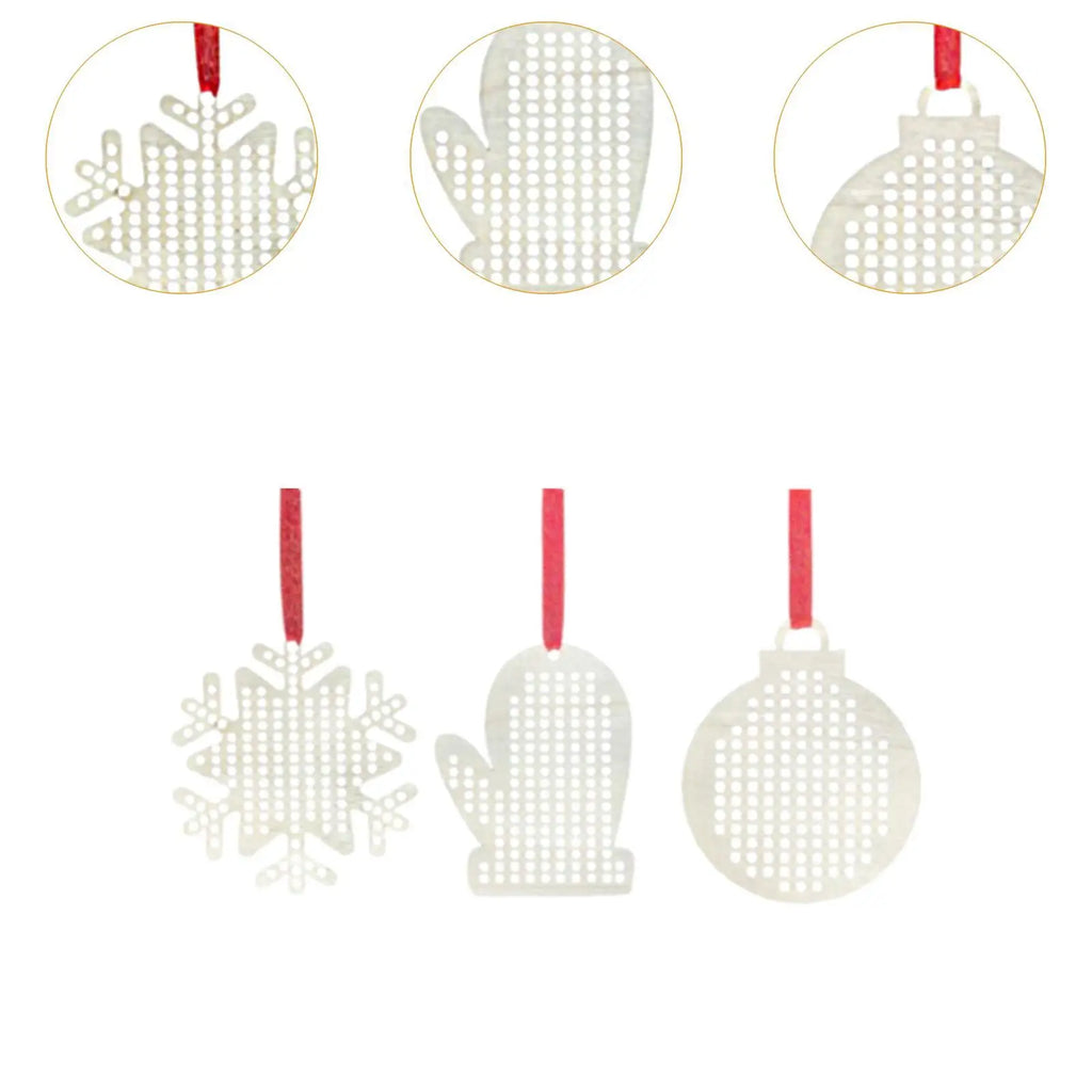 Wooden Cross Stitch Kits for Kids - Festive DIY Christmas Ornaments Set Quake