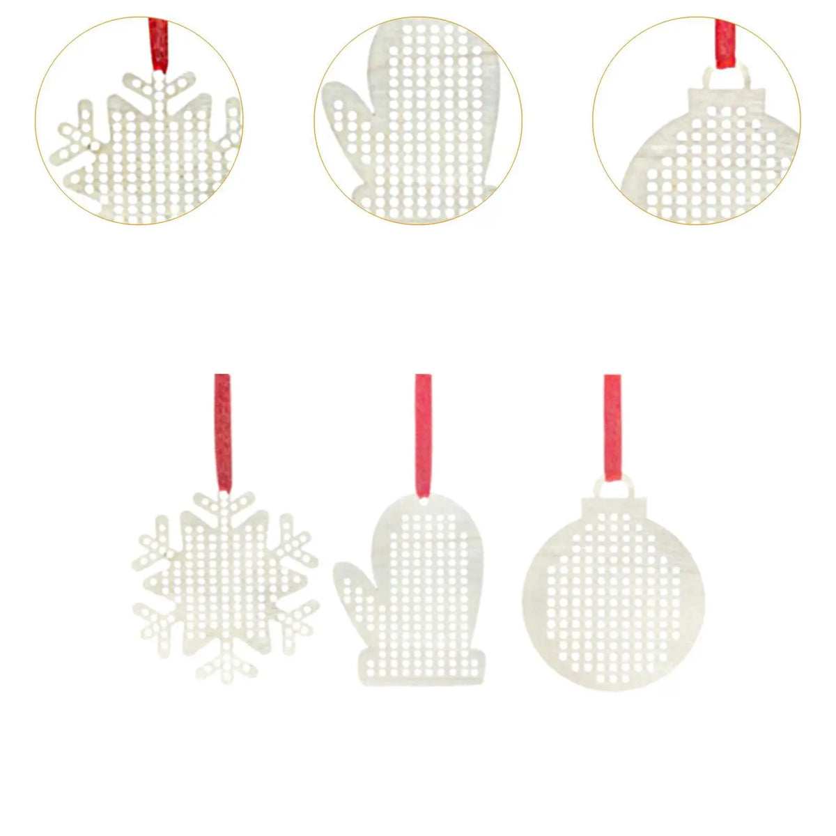 Wooden Cross Stitch Kits for Kids - Festive DIY Christmas Ornaments Set Quake