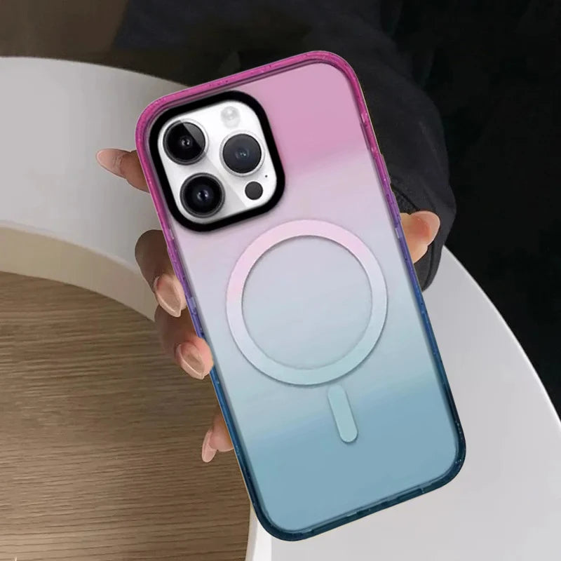 Plain Gradient Transparent Magnetic Case: Compatible with IPhone 18 17 16 15 14 13 Pro Max 18Pro Quake