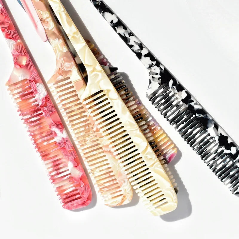 Multiple Colors Acetate Acrylic Pointed Tail Comb Portable Long Handle Comb for Various Hair Lengths for Traveling and Home Use Quake