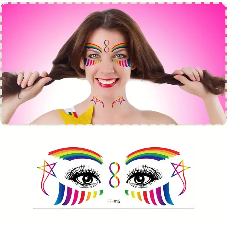10pcs Diversity in Love and Identity Pride Rainbow Face Tattoo Waterproof,Butterfly&Heart Designs For Pride Parade&Celebrations Quake