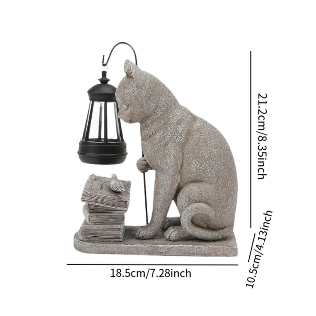 Cat Solar Garden Statue Solar Light Yard Figurine for Pathway Porch Outside Quake