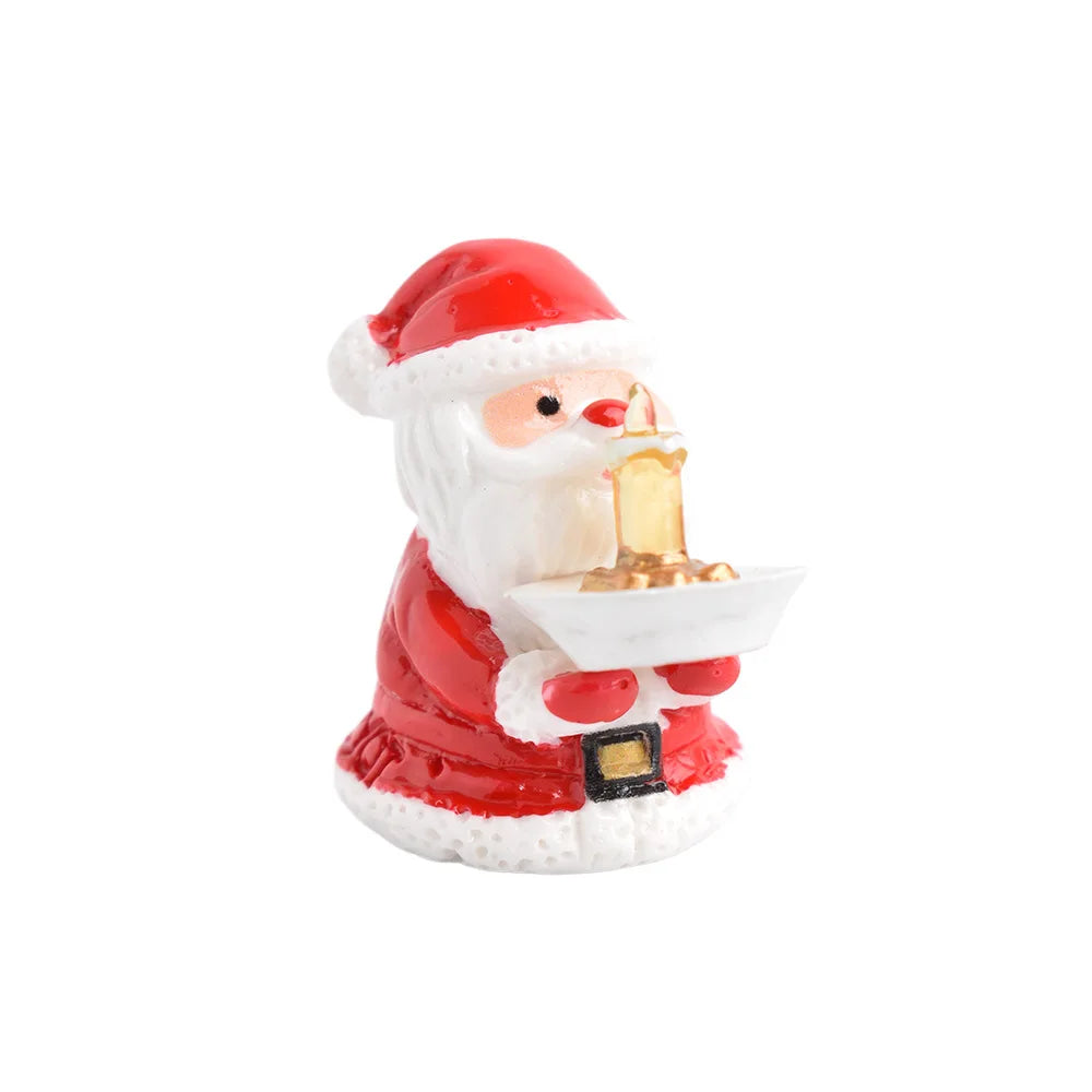 10pcs Christmas Santa Claus Candlestick Flatback Resin For Decor Miniature Food Play Ornament DIY Micro Landscape Accessories Quake