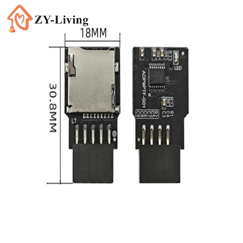 USB2.0 9Pin Header to TF Card Reader Adapter Riser Board for Desktop PC Motherboard Internal Mini Card Reader Converter Quake