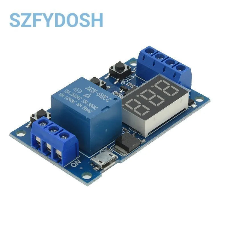 1 Channel 5V Relay 6-30V Relay Module OFF/ON Switch Trigger Time Delay Circuit Timer Cycle 999 Minutes Adjustable XY-J02 Quake
