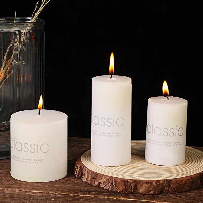 Classic European Ivory White Large Candle Smokeless and Odorless Romantic Wedding Hotel Decoration Festival Supplies Quake